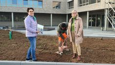 Das Foto zeigt Bürgermeisterin Christiane Horsch (links), Vorsitzende der LAG Mosel gemeinsam mit Simone Röhr, Geschäftsführerin der Regionalinitiative »Faszination Mosel« bei der Pflanzaktion in Schweich.